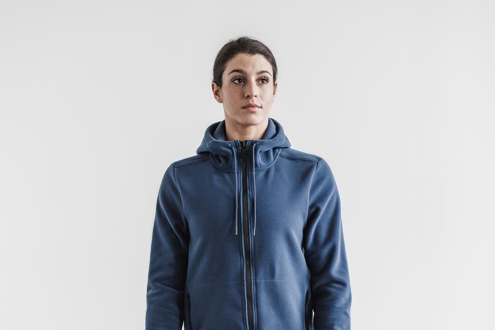 NOBULL Women's Arctic Zip-Up Jackets - Steel Blue - Ireland (7869XVIEH)